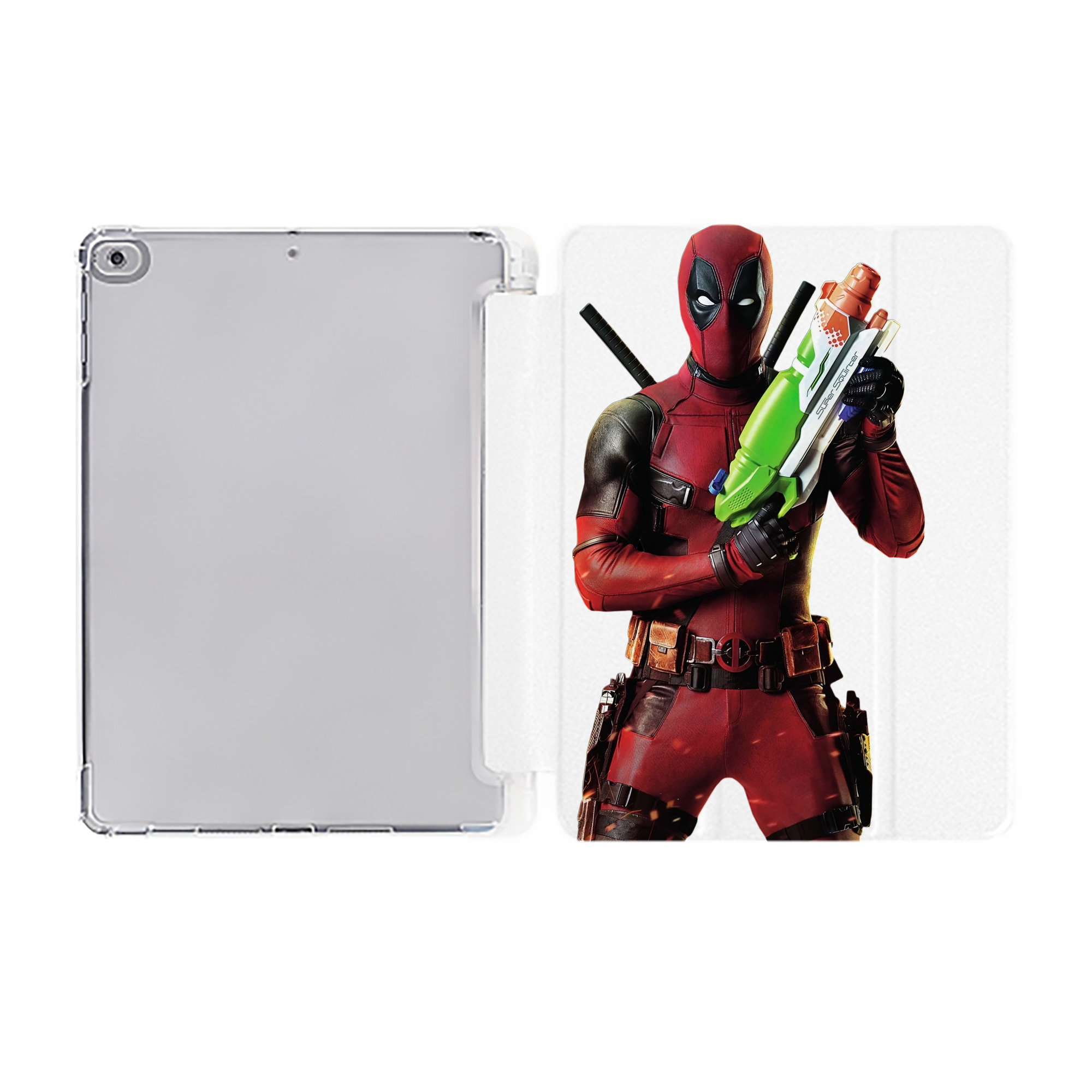 （画像用） Deadpool デッドプール IPad ケース ペン収納付き 三つ折りスタンド PUレザー×シリコン 対応機種9.5/10.5/10.9インチ